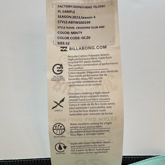 Billabong Crossfire Slub Mid Submersible 19" Shorts Minty NWT Men’s Size 32 - Picture 11 of 13